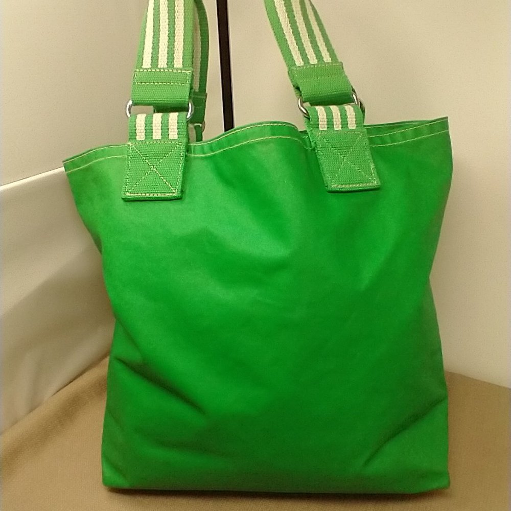 OLD NAVY SPRING GREEN VINYL COATED CANVAS TOTE